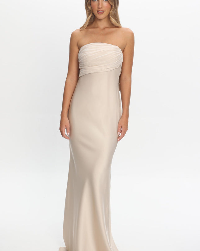 Champagne Strapless Maxi Dress