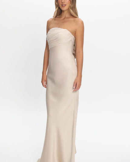Champagne Strapless Maxi Dress