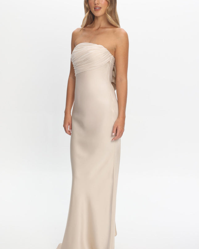 Champagne Strapless Maxi Dress