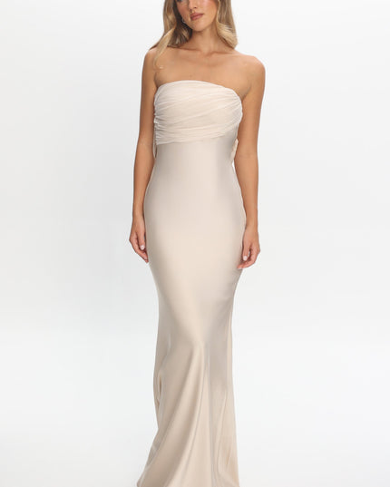 Champagne Strapless Maxi Dress