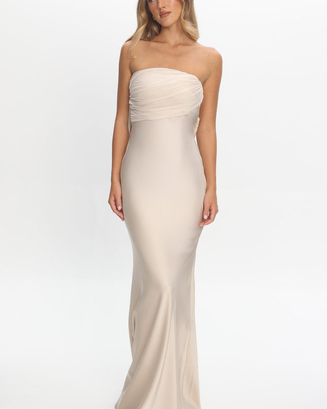 Champagne Strapless Maxi Dress