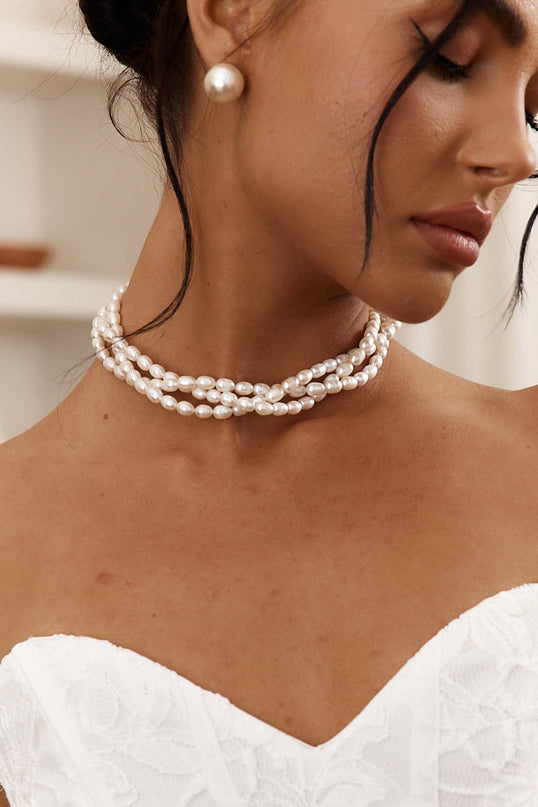 Gold Braided Pearl Necklace