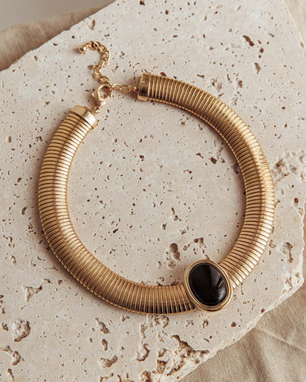 Black Pendant Necklace Gold