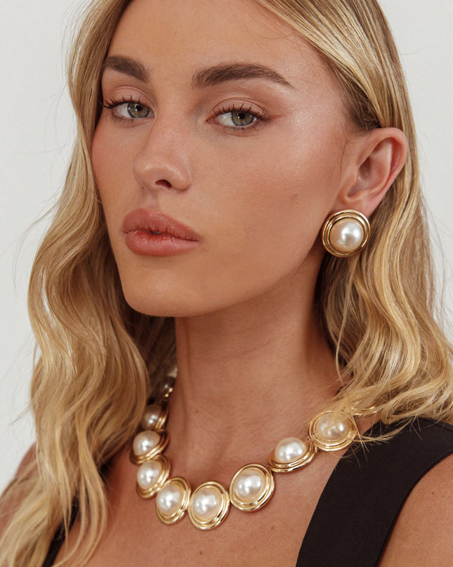 Gold/Pearl Pearl Circle Necklace