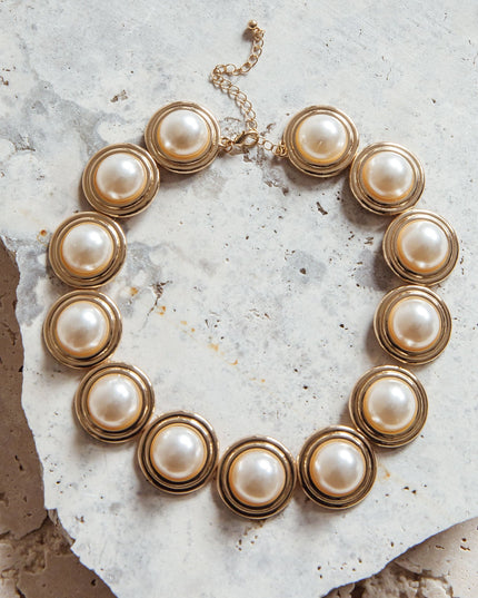 Gold/Pearl Pearl Circle Necklace