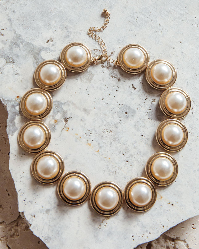 Gold/Pearl Pearl Circle Necklace