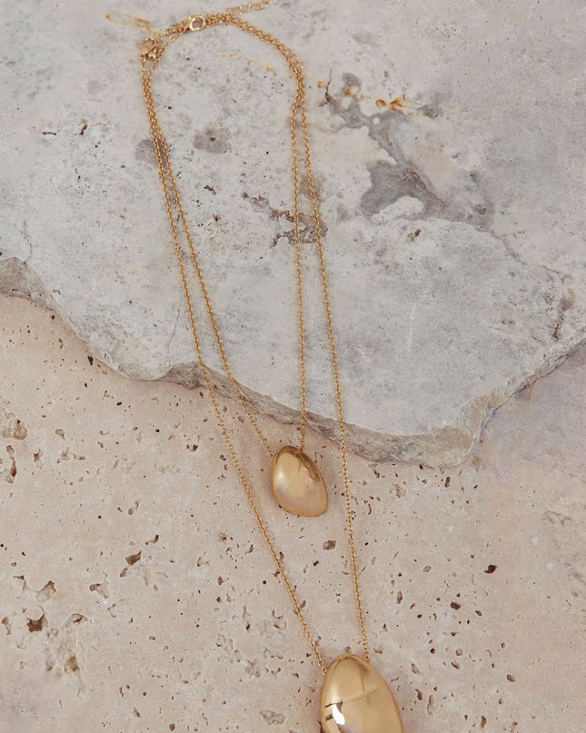 Gold Double Chain Pendant Necklace