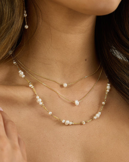 Gold/Pearl Triple Strand Necklace