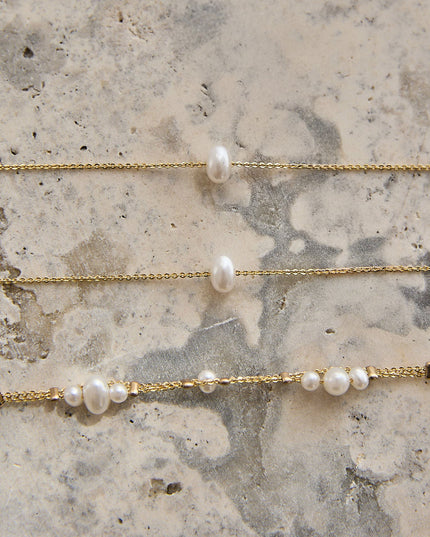 Gold/Pearl Triple Strand Necklace