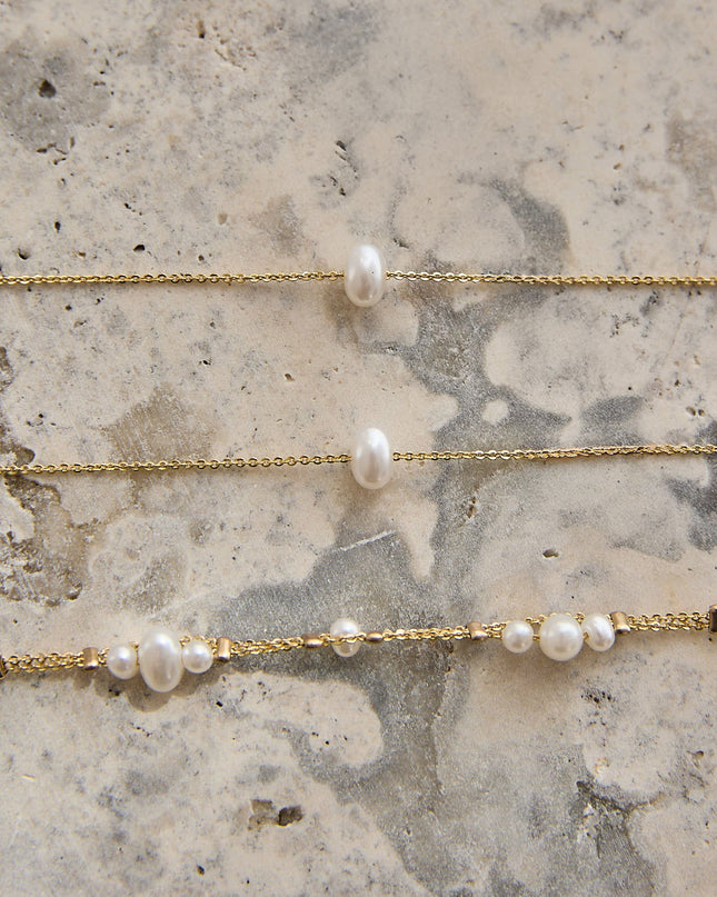 Gold/Pearl Triple Strand Necklace