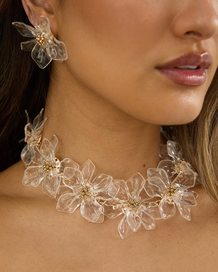 Clear Acrylic Floral Necklace