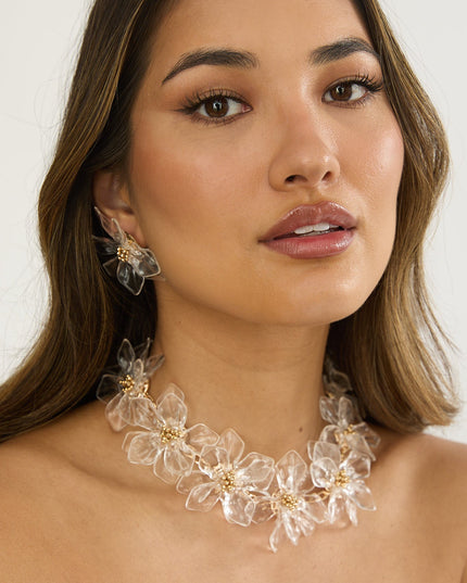 Clear Acrylic Floral Necklace