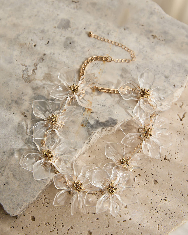 Clear Acrylic Floral Necklace