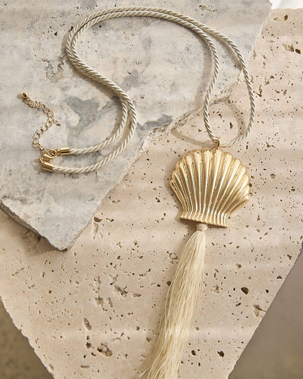 Gold/Ivory Shell Tassel Necklace