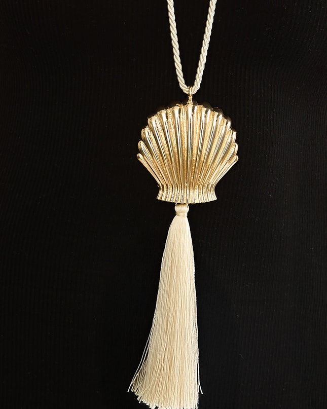 Gold/Ivory Shell Tassel Necklace