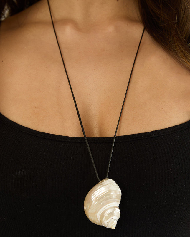 Long Pendant Necklace Ivory Shell