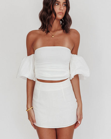 White Fitted Mini Skirt