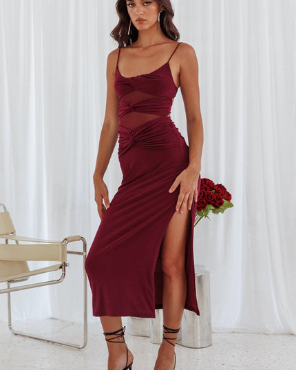 Burgundy Twist Bodice Dress