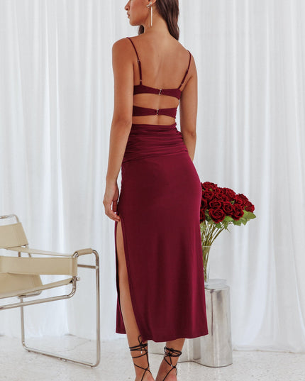 Burgundy Twist Bodice Dress