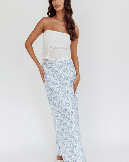 Ivory Embroidery Strapless Top