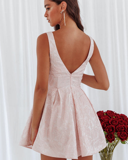 Pink Jacquard Mini Dress