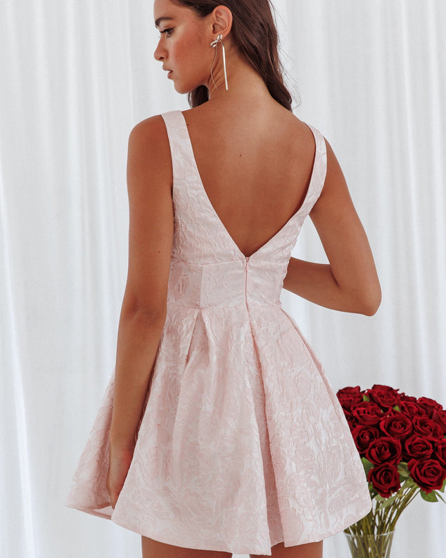 Pink Jacquard Mini Dress