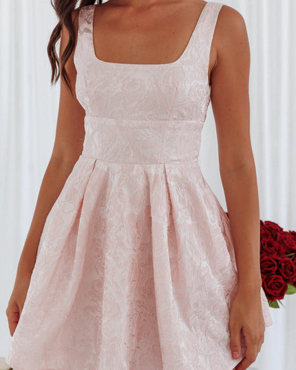 Pink Jacquard Mini Dress