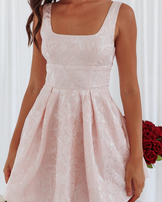 Pink Jacquard Mini Dress