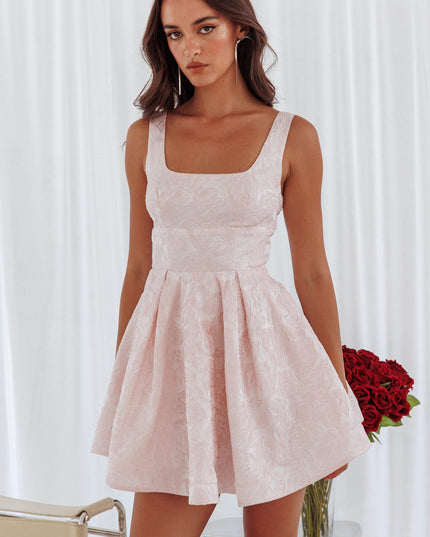 Pink Jacquard Mini Dress