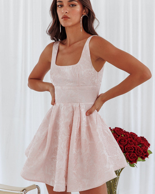 Pink Jacquard Mini Dress