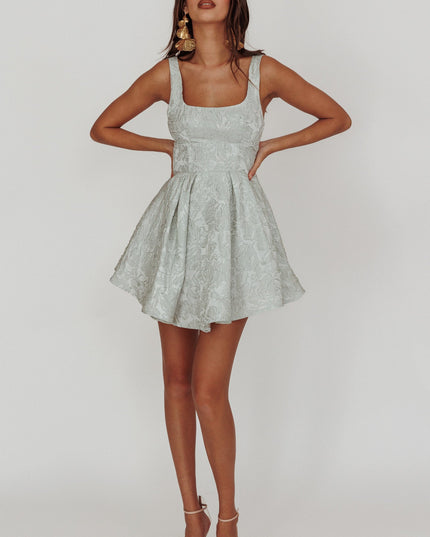 Sage Jacquard Mini Dress