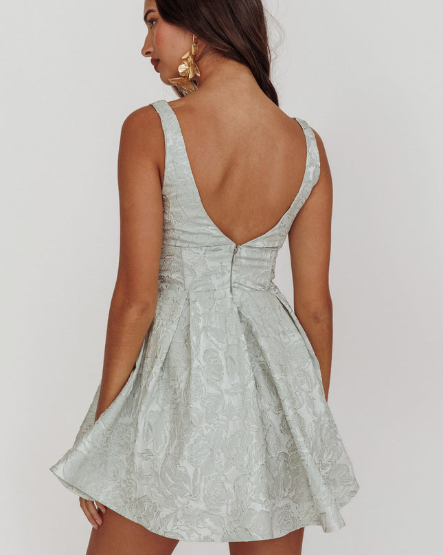 Sage Jacquard Mini Dress