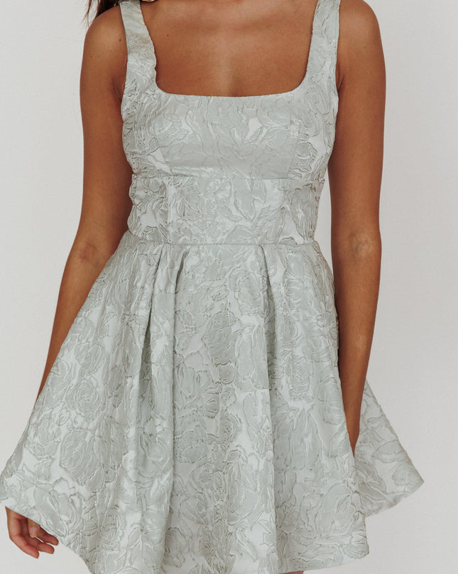 Sage Jacquard Mini Dress