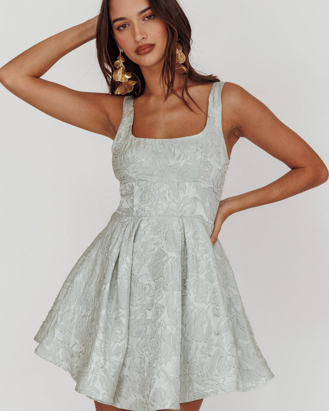 Sage Jacquard Mini Dress