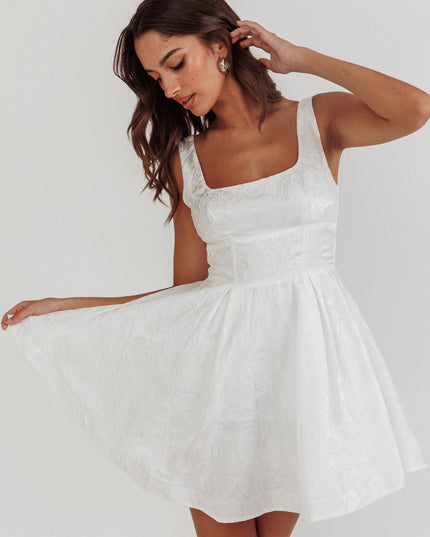 White Jacquard Mini Dress