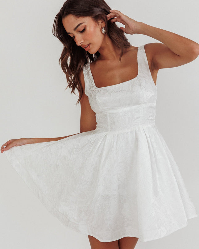 White Jacquard Mini Dress