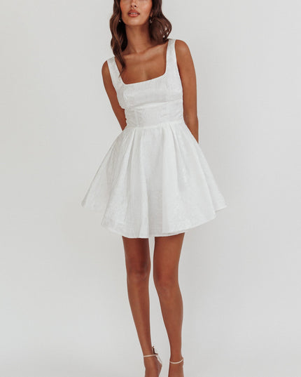 White Jacquard Mini Dress