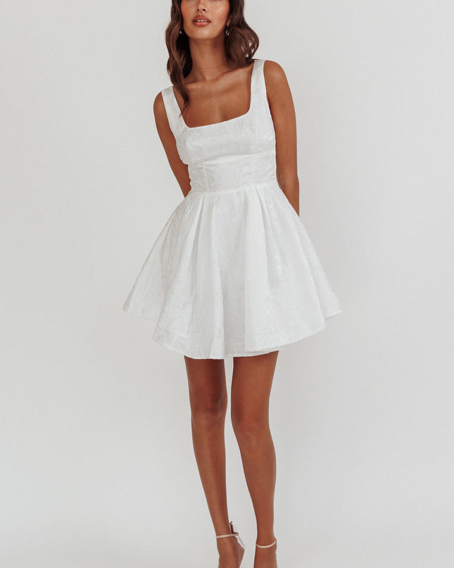 White Jacquard Mini Dress