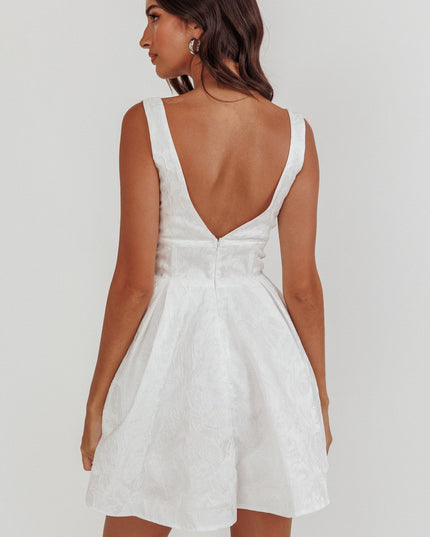 White Jacquard Mini Dress