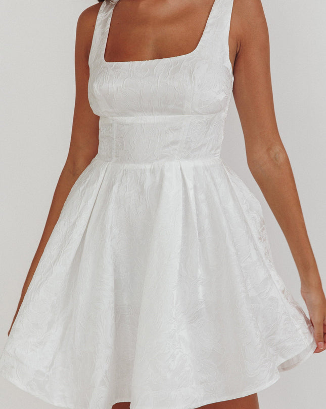 White Jacquard Mini Dress
