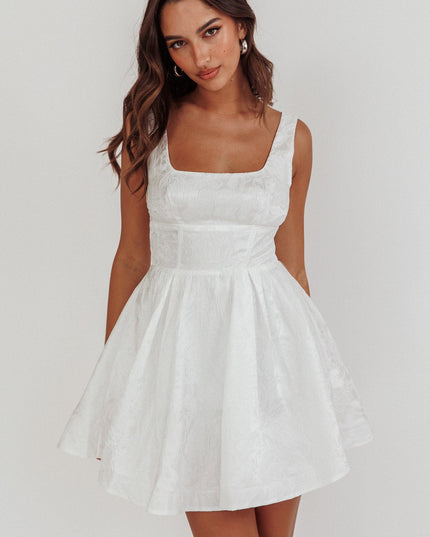 White Jacquard Mini Dress
