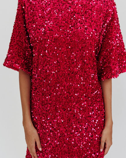 Fuchsia Backless Sequin Dress