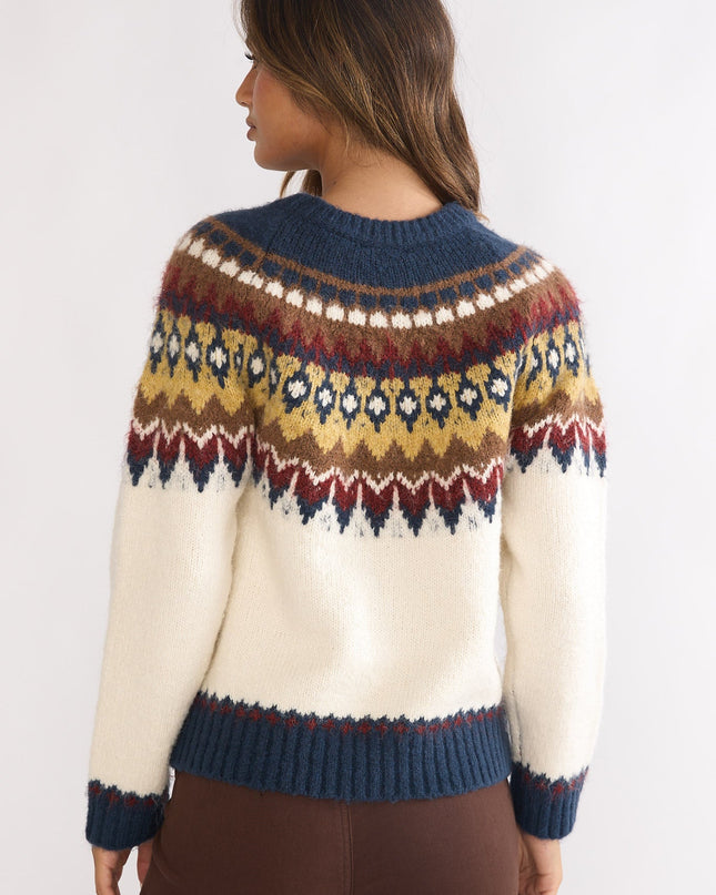 Multi Long Sleeve Knit Top Ivory