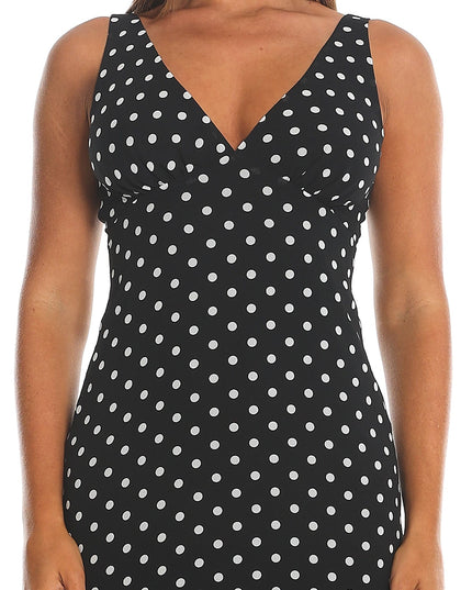 Black Rosewood V-Neckline Maxi Dress Polka Dot