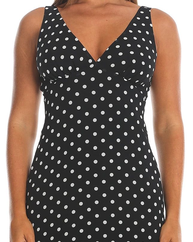 Black Rosewood V-Neckline Maxi Dress Polka Dot