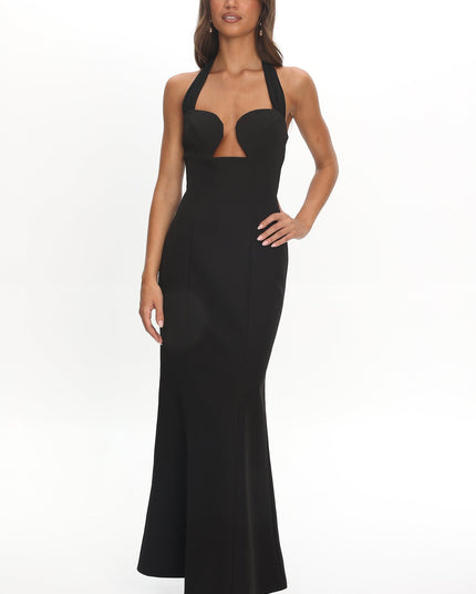 Black Halterneck Maxi Dress