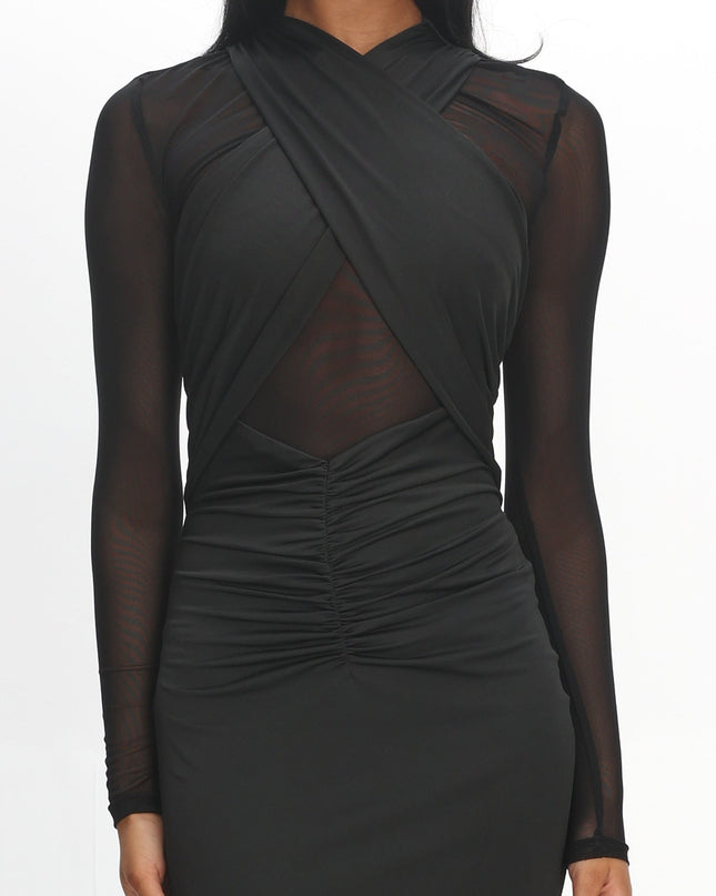 Black Sheer Waist Maxi Dress