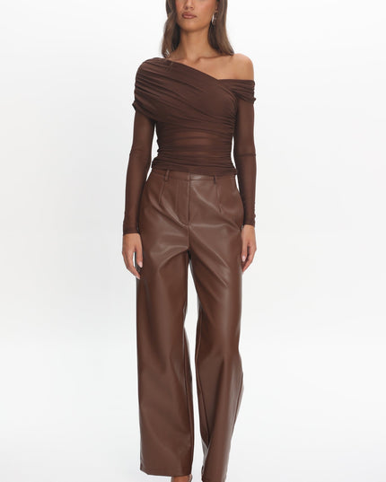 Chocolate Long Sleeve Asymmetric Top