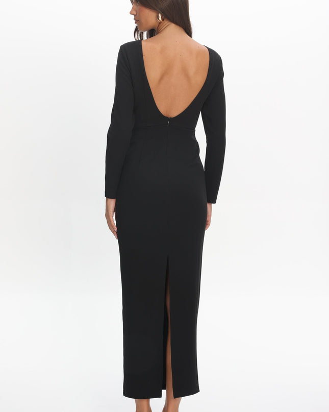 Black Keyhole Long Sleeve Maxi Dress