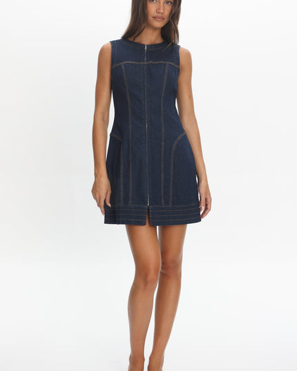 Indigo Texas Zipper Front Mini Dress
